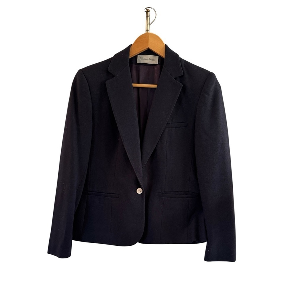 Evan Picone Wool Navy Blue Timeless Blazer size 10 made in USA